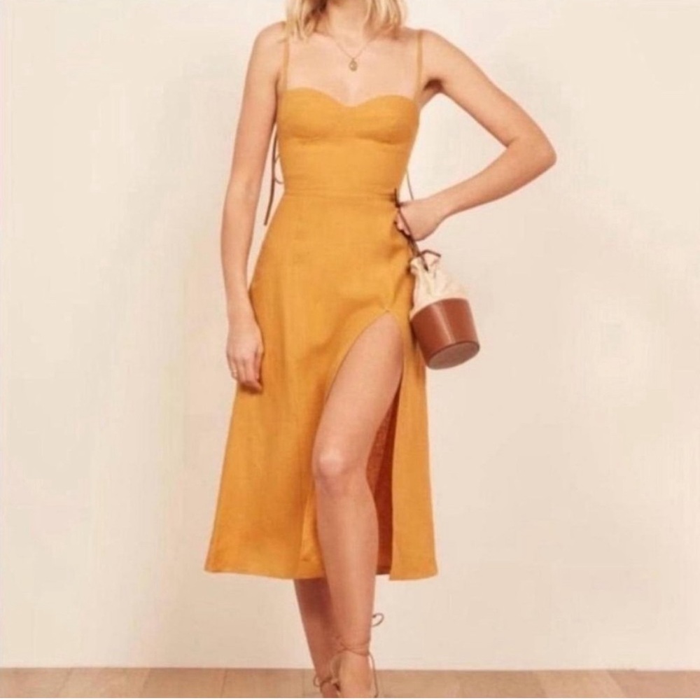 Reformation Linen Midi Dress Size 2